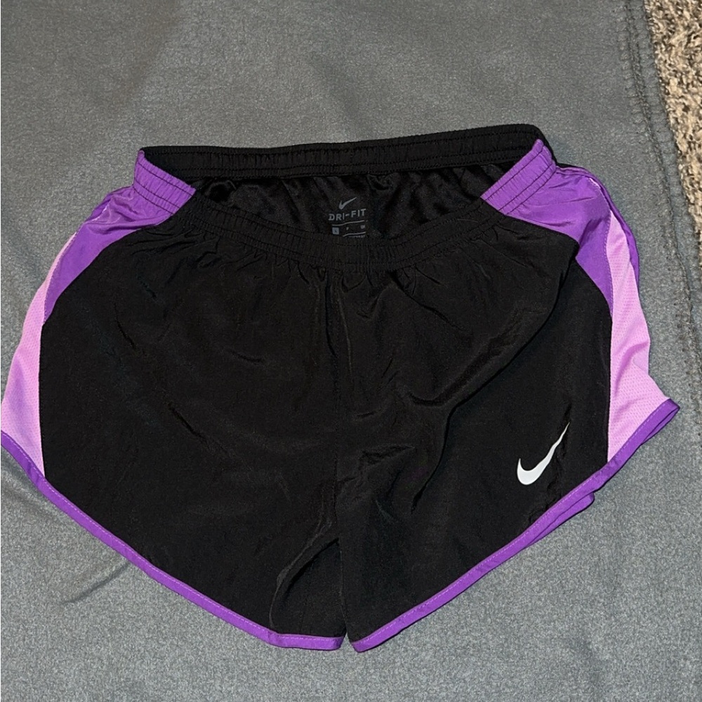 Nike Black and Purple Athletic Shorts Lightweight Design